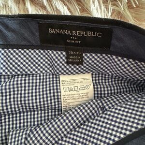 Banana Republic Navy Checkered Slim Fit Trousers